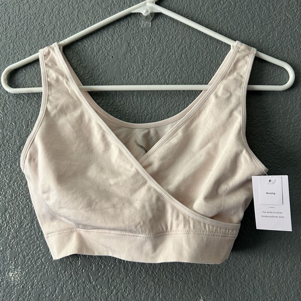 Auden Light Pink Nursing Bralette Seamless Knit Unlined Size L NWT